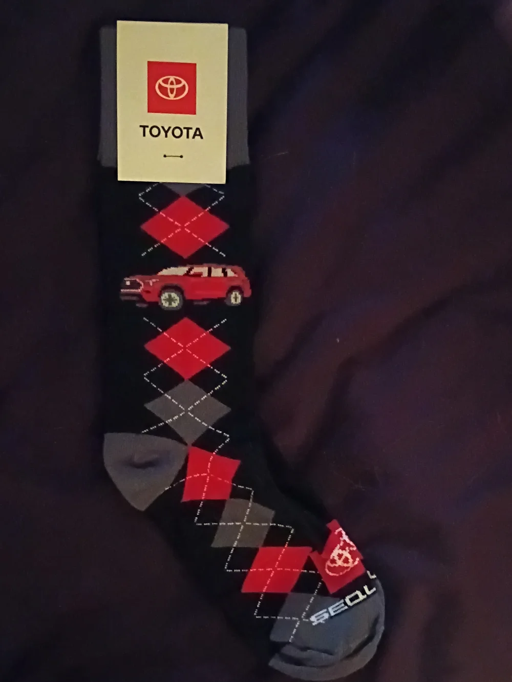 Men’s Black & Red Argyle Crew Socks
